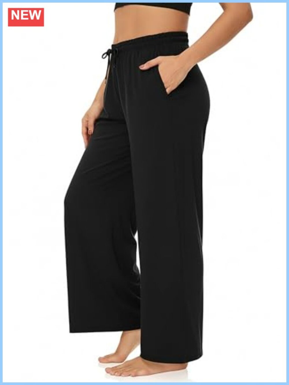 Plus Size Wide Leg Palazzo Pants High Waist Yoga Lounge Pants with Pockets